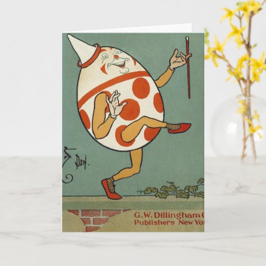 ハンプティダンプティ、ヴィンテージマザーグース子供部屋韻 カード (黄色い花)