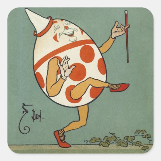 ハンプティダンプティ、ヴィンテージマザーグース子供部屋韻 スクエアシール (正面)