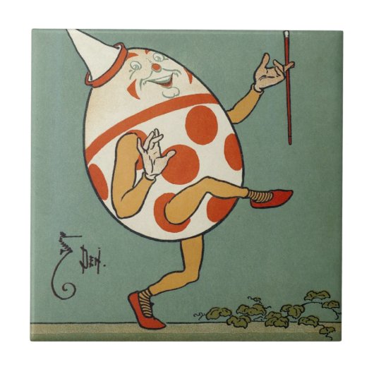 ハンプティダンプティ、ヴィンテージマザーグース子供部屋韻 タイル (正面)