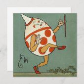 ハンプティダンプティ、ヴィンテージマザーグース子供部屋韻 招待状 (正面/裏面)