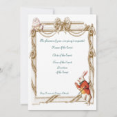 ハンプティ・ダンプティとアリスの青と白のストライプ 招待状 (裏面)