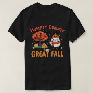 ハンプティ・ダンプティの秋の楽しみ カートゥーンのあったかい秋のデザイン Tシャツ