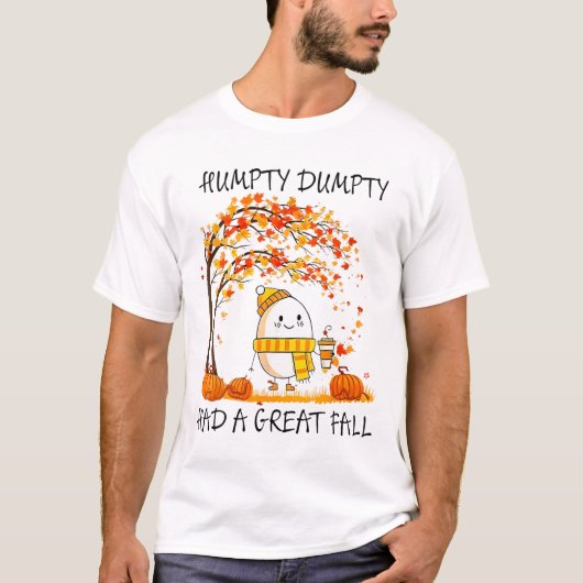 ハンプティ・ダンプティの転落事故 楽しい卵の感謝祭 Tシャツ (正面)