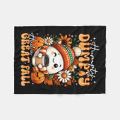 ハンプティ・ダンプティ素晴らしは秋おもしろい卵Thanksgivを持った フリースブランケット (正面(横))