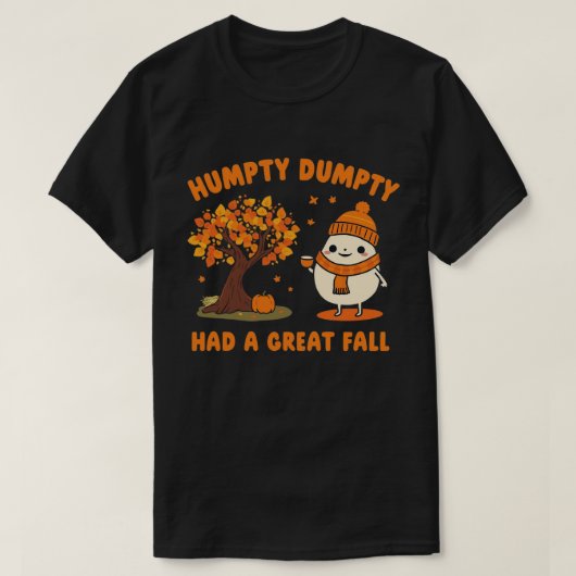 ハンプティ・ダンプティ コーヒー 紅葉 カートゥーン アート Tシャツ (デザイン正面)