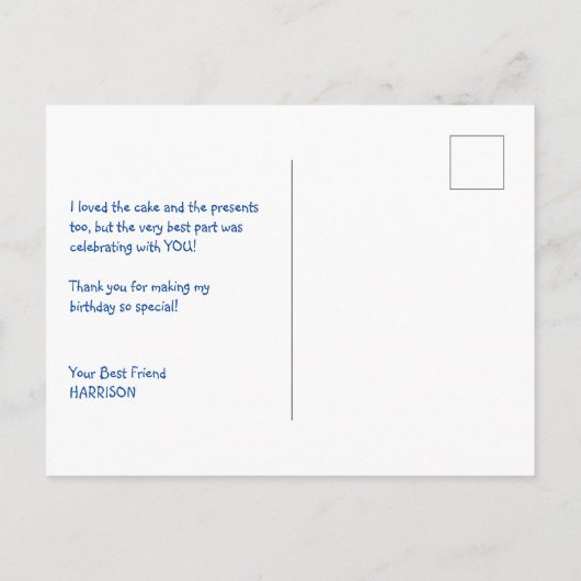 ハンプティ・ダンプティ・テーマの子どもたちありがとう ポストカード (裏面)