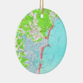 ハンプトンのビーチニューハンプシャー(1957年)のヴィンテージの地図 セラミックオーナメント (右)