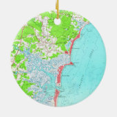 ハンプトンのビーチニューハンプシャー(1957年)のヴィンテージの地図 セラミックオーナメント (裏面)