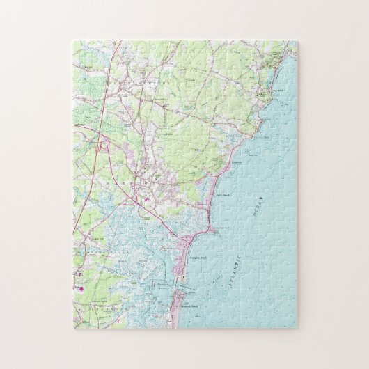 ハンプトンのビーチNH (1957年)のヴィンテージの地図 ジグソーパズル (縦)