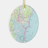 ハンプトンのビーチNH (1957年)のヴィンテージの地図 セラミックオーナメント (右)