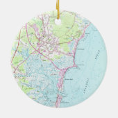 ハンプトンのビーチNH (1957年)のヴィンテージの地図 セラミックオーナメント (裏面)