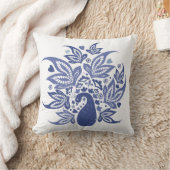 ハンプトンスタイルブルーアンドホワイトボヘミアンピーコック クッション (ブランケット)