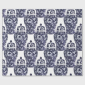 ハンプトンスタイルブルーホワイトニューイングランド生姜ジャー ラッピングペーパー (フラット)