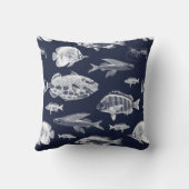 ハンプトンズフィッシュブルーホワイト クッション (裏面)