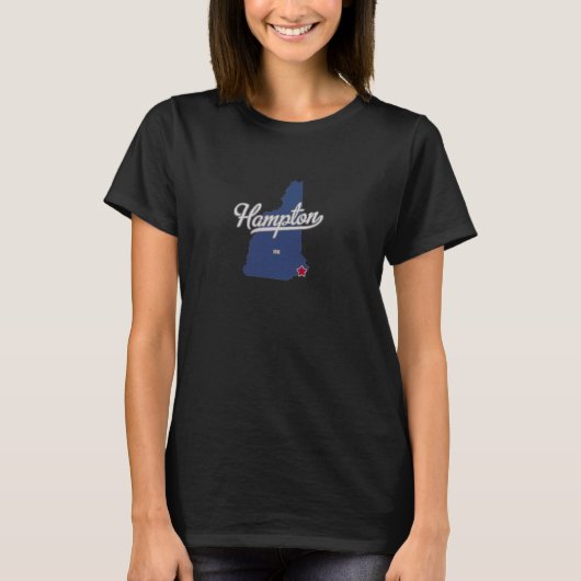 ハンプトンニューハンプシャーNHマップ Tシャツ (正面)
