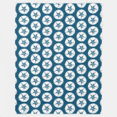 ハンプトンネイビーブルアンドホワイトサンドドルシーシェル フリースブランケット (正面)