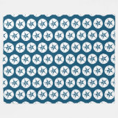 ハンプトンネイビーブルアンドホワイトサンドドルシーシェル フリースブランケット (正面(横))