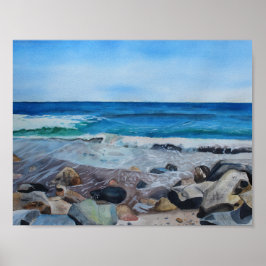 ハンプトンビーチウォーターカラーアーカイブプリント ポスター