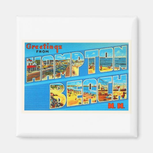 ハンプトンビーチニューハンプシャーNHオールドトラベル土産 マグネット (正面)