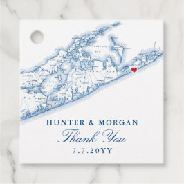 ハンプトンモントークの地図ネイビー結婚ブルー フェイバータグ