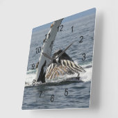ハンプバッククジラ スクエア壁時計 (傾斜)