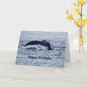 ハンプバックホエールテールアラスカフォト誕生日 カード (黄色い花)