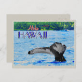 ハンプバックホエールテールハワイヴィンテージ旅行ポスター ポストカード (正面/裏面)