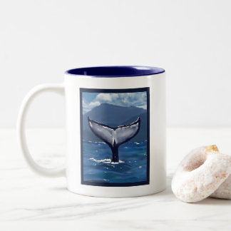 ハンプバック・クジラの尾のイラスト ハワイアン・クオート ツートーンマグカップ