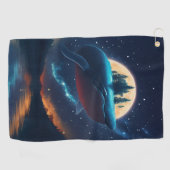 ハンプ飛んでいるバックホエールムーンライトシースターリーフォレスト ゴルフタオル (横)