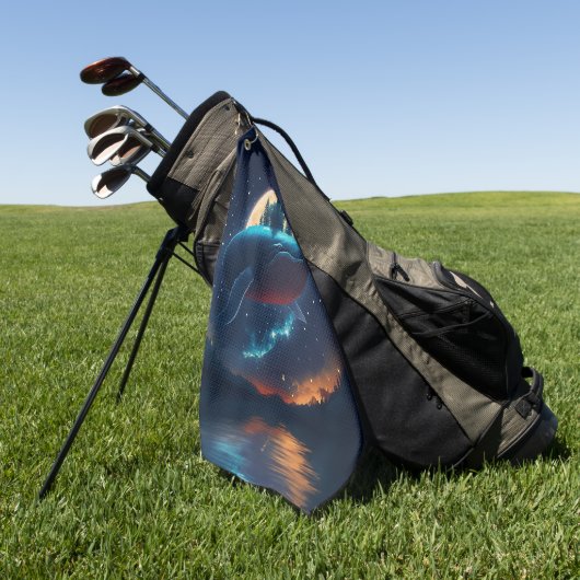 ハンプ飛んでいるバックホエールムーンライトシースターリーフォレスト ゴルフタオル (グリーン)