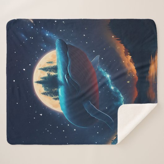 ハンプ飛んでいるバックホエールムーンライトシースターリーフォレスト シェルパブランケット (正面(横))