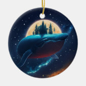 ハンプ飛んでいるバックホエールムーンライトシースターリーフォレスト セラミックオーナメント (正面)