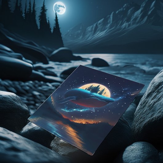 ハンプ飛んでいるバックホエールムーンライトシースターリーフォレスト ポストカード