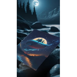 ハンプ飛んでいるバックホエールムーンライトシースターリーフォレスト ポストカード