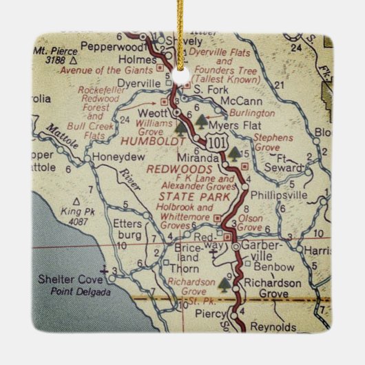 ハンボルトレッドウッド州パーク セラミックオーナメント (裏面)