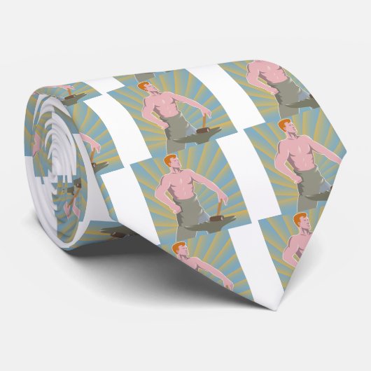 ハンマーおよび金敷のレトロのスタイルの鍛治屋 ネクタイ (ロール)