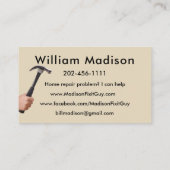 ハンマーで住宅修理業者をパーソナライズ 名刺 (裏面)