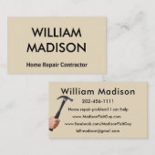 ハンマーで住宅修理業者をパーソナライズ 名刺 (正面/裏面)