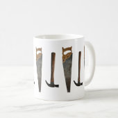ハンマーとのこぎり画像プリントマグカップ コーヒーマグカップ (正面右)