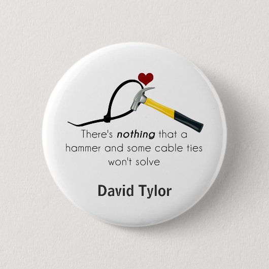 ハンマーとストラップ 缶バッジ (正面)