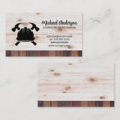 ハンマーとハードハット |木材 名刺 (正面/裏面)