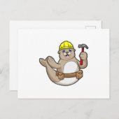 ハンマーと帽子をつけたカーペンターのトド ポストカード (正面/裏面)