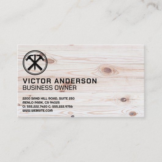 ハンマーと爪、 ネイルのロゴ |木材 名刺 (正面)