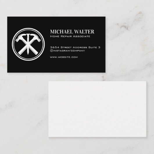 ハンマーと爪、 ネイル |大工のロゴ 名刺 (正面/裏面)