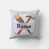 ハンマーと男の子のためのデザインを見た クッション (裏面)