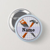 ハンマーと男の子のためのデザインを見た 缶バッジ (正面&裏面)