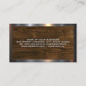 ハンマーのロゴ | 木目の背景 | 金属トリム 名刺 (裏面)