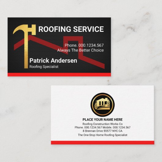 ハンマーのワイヤーメッシュ建物 名刺 (正面/裏面)