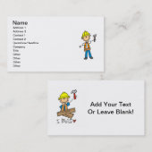 ハンマーの名刺を持つ建設作業員 名刺 (正面/裏面)