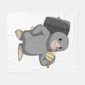 ハンマーを使ったモグラ フリースブランケット (正面(横))